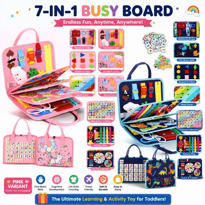 7-in-1 Busy Board – Motorik & læring – Aktivitetstavle