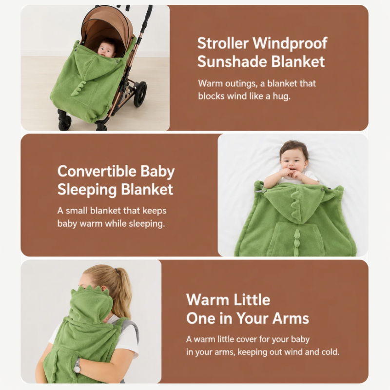 Dinosaur Baby Carrier Cover – Varmt & behageligt – Dino Baby-tæppe