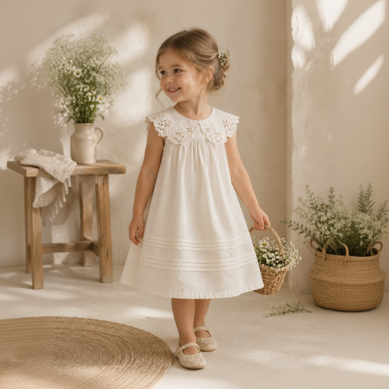 Sleeveless Dress – Elegant og behagelig – Kjole med blonderkrave