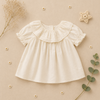 Ruffle Collar Top – Elegant og behagelig – Top med dekorativ krave og pufærmer