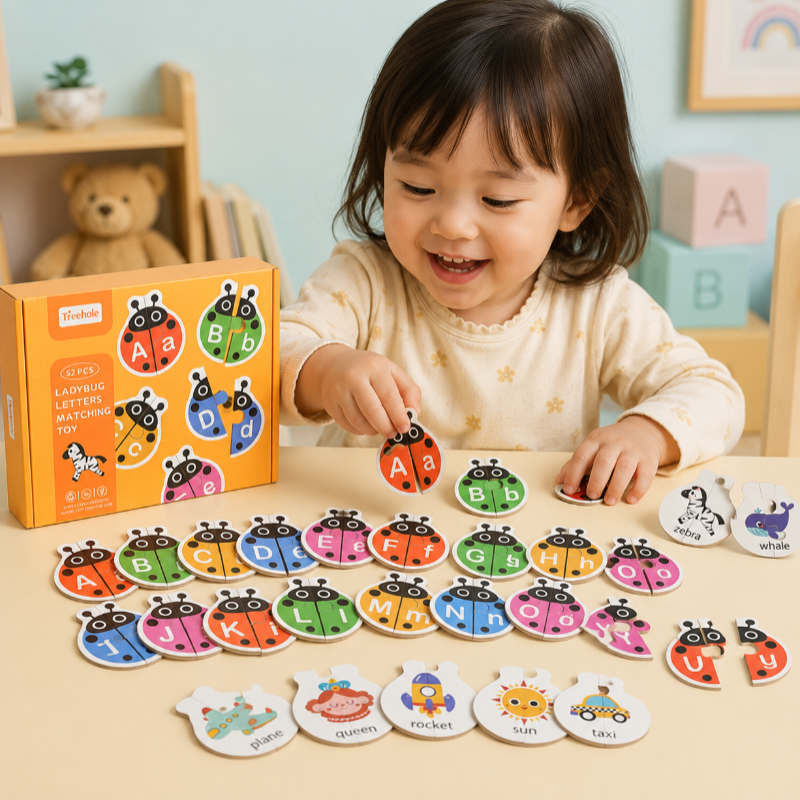 Wooden Letter Matching Game – Læring & leg – Alfabetpuslespil