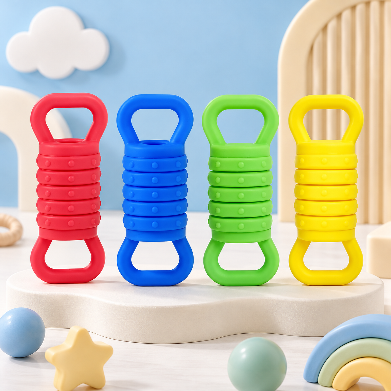 Plungy – Elastisk & sensorisk – Fidget-legetøj af silikone (sæt med 4)