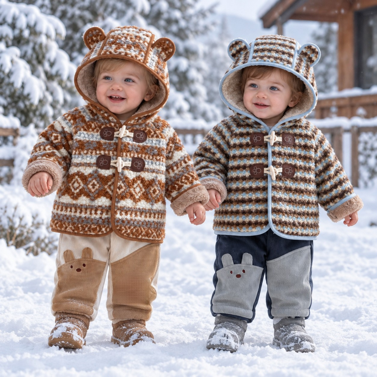 LittleWarm – Hyggelig og stilfuld – Vinterfrakke med Fair Isle-mønster