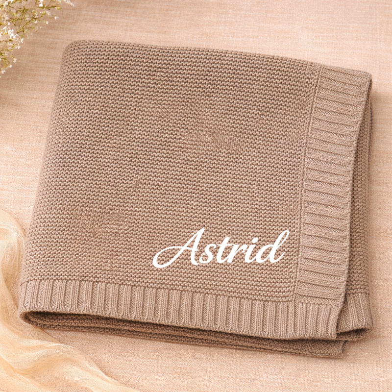 Personalized Baby Blanket – Blødt & unikt – Personligt broderet tæppe i bomuld