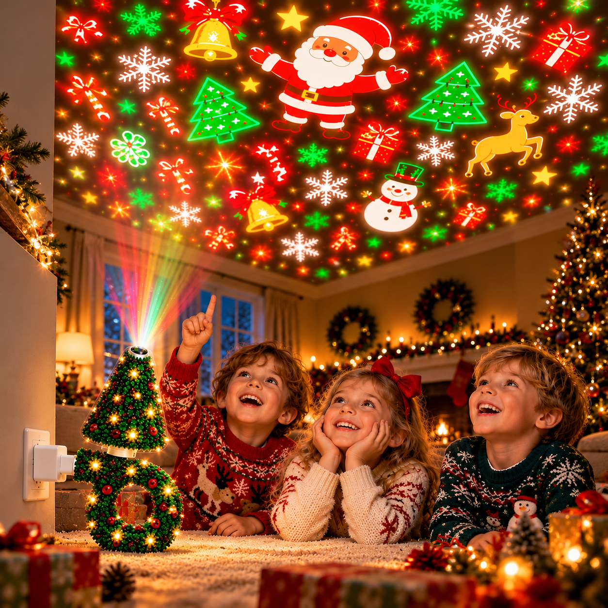 HolidayBeam – Festligt og stemningsfuldt – USB-juleprojektor med lysmønstre
