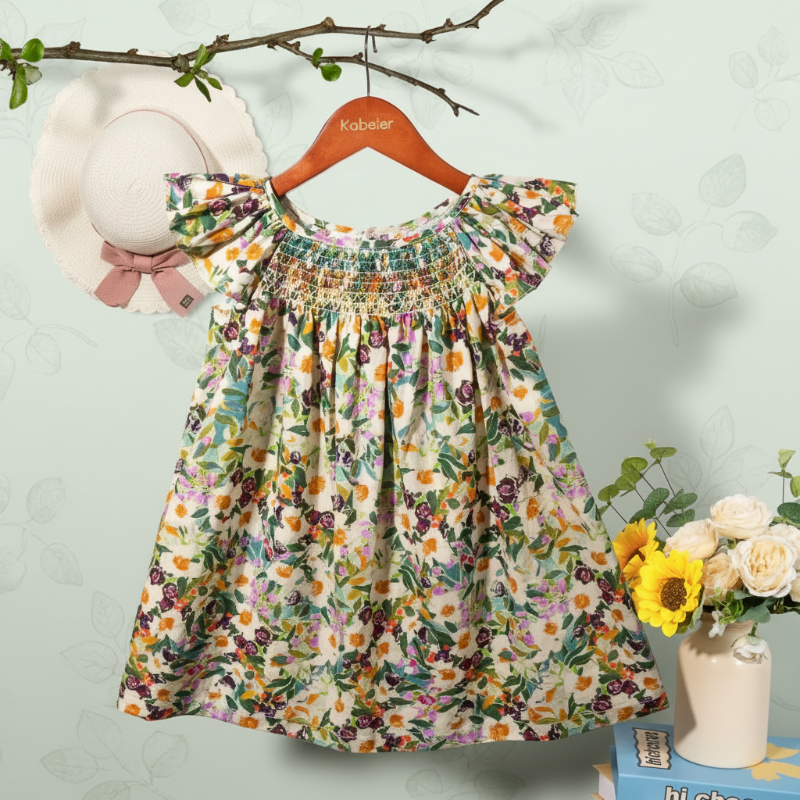 Floral Dress – Let og luftig – Pige-kjole med flagrende ærmer