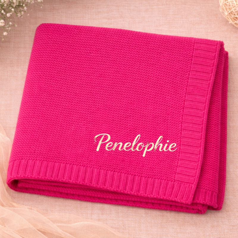 Personalized Baby Blanket – Blødt & unikt – Personligt broderet tæppe i bomuld