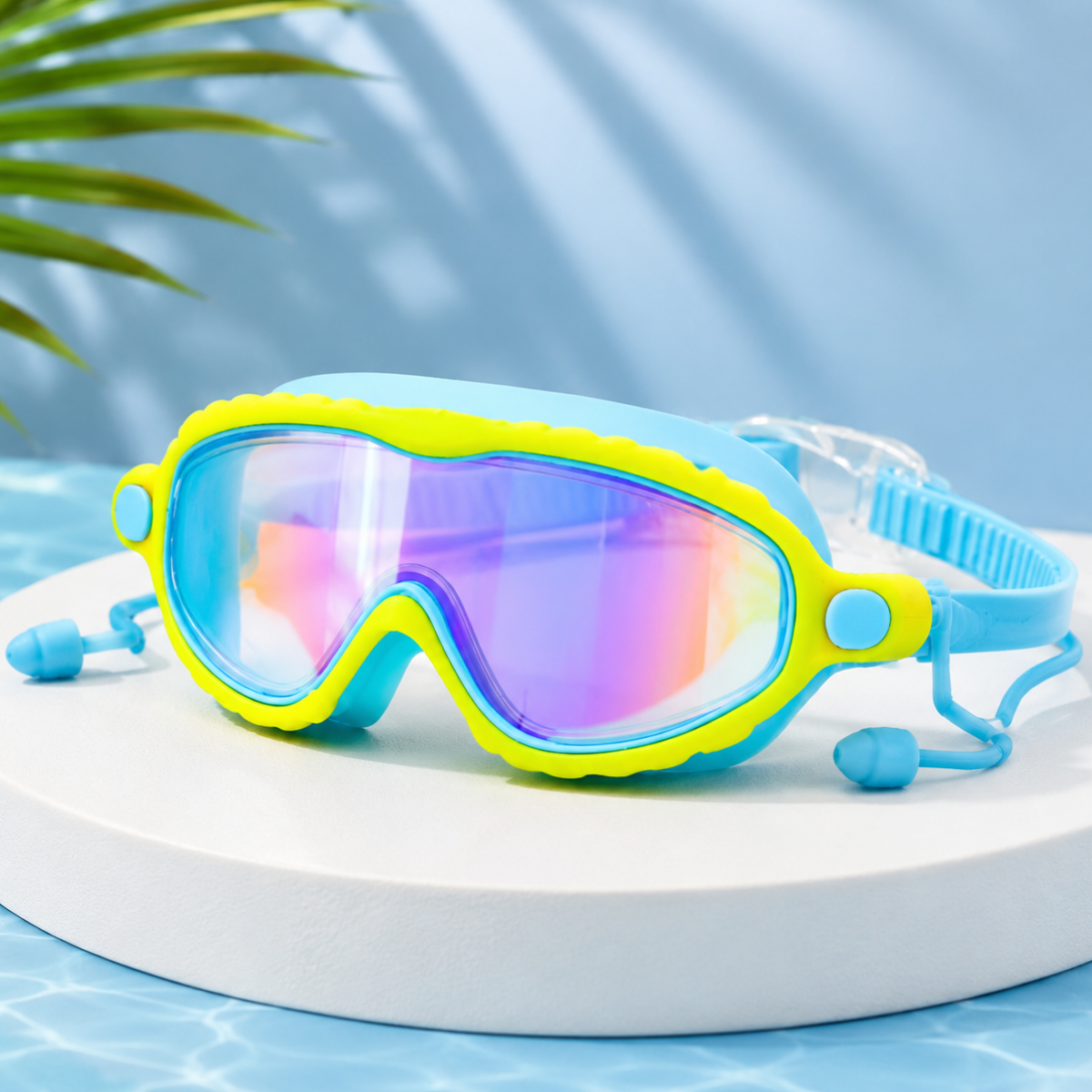 AquaVision – Justerbar antidug- og UV-beskyttelse – Svømmebriller i silikone med ørepropper