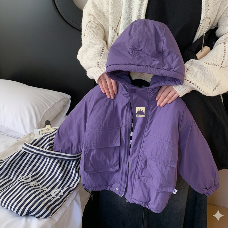 LiloWear – Vindtæt og vandafvisende – Vindjakke med hætte til børn