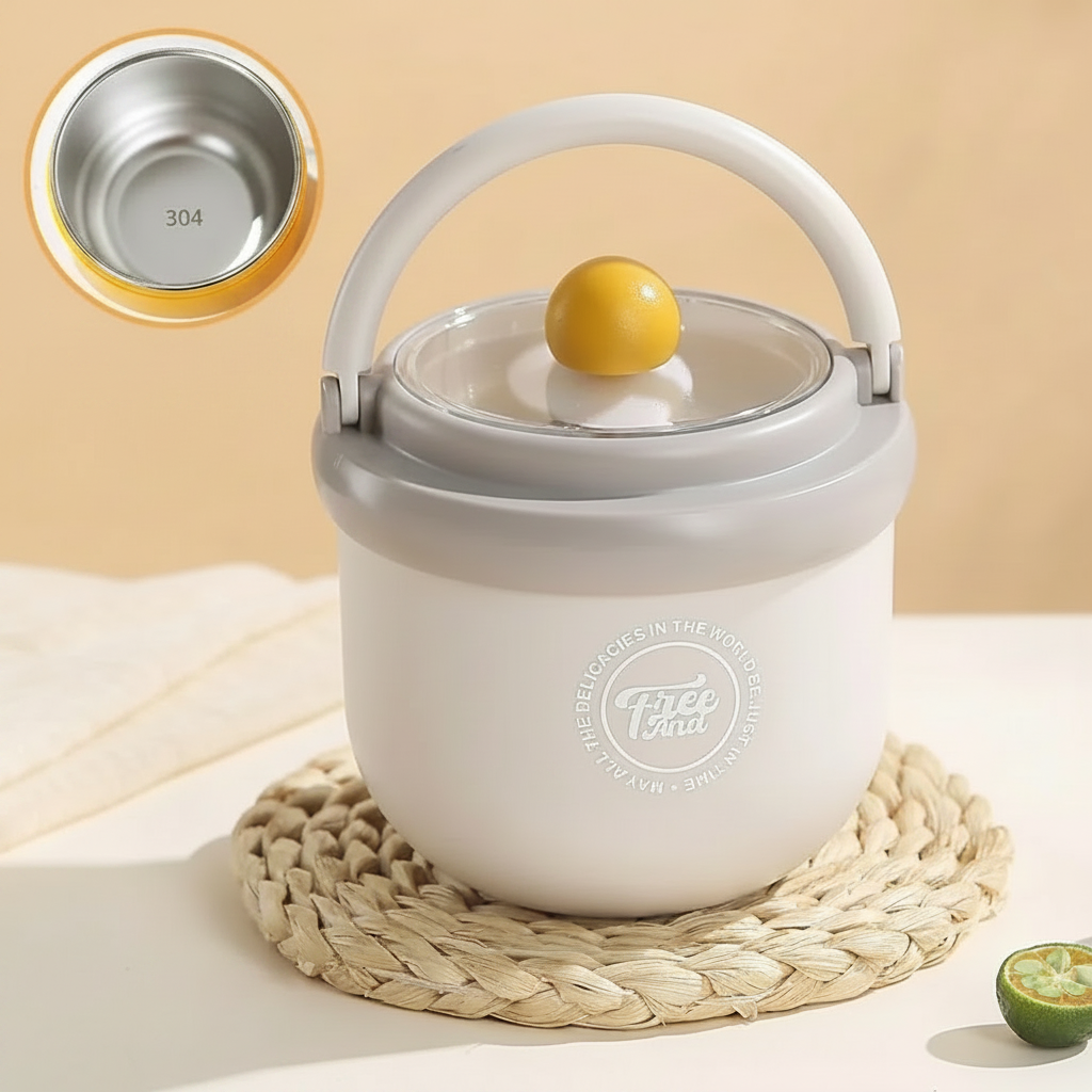 MealMate – Praktisk og isoleret – Fritstål-frokostskål med ske