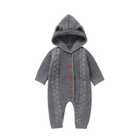 Thumbnail for SoftKnit –Varm og sød – strikket baby-jumpsuit med hætte