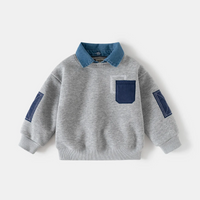Thumbnail for CoolJunior – Varm og stilfuld – drengetrøje med denimkrave