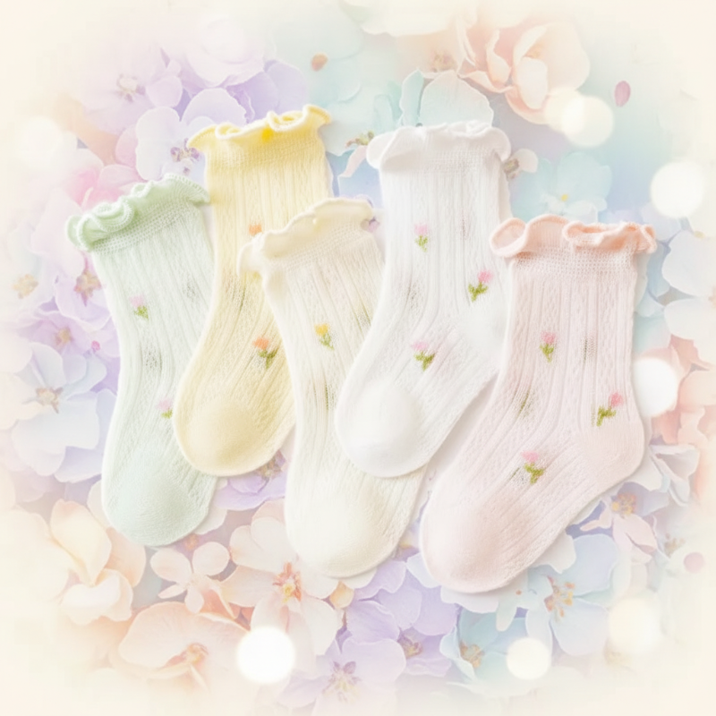 HappyToes – Farverige & søde – babysokker (sæt med 5)