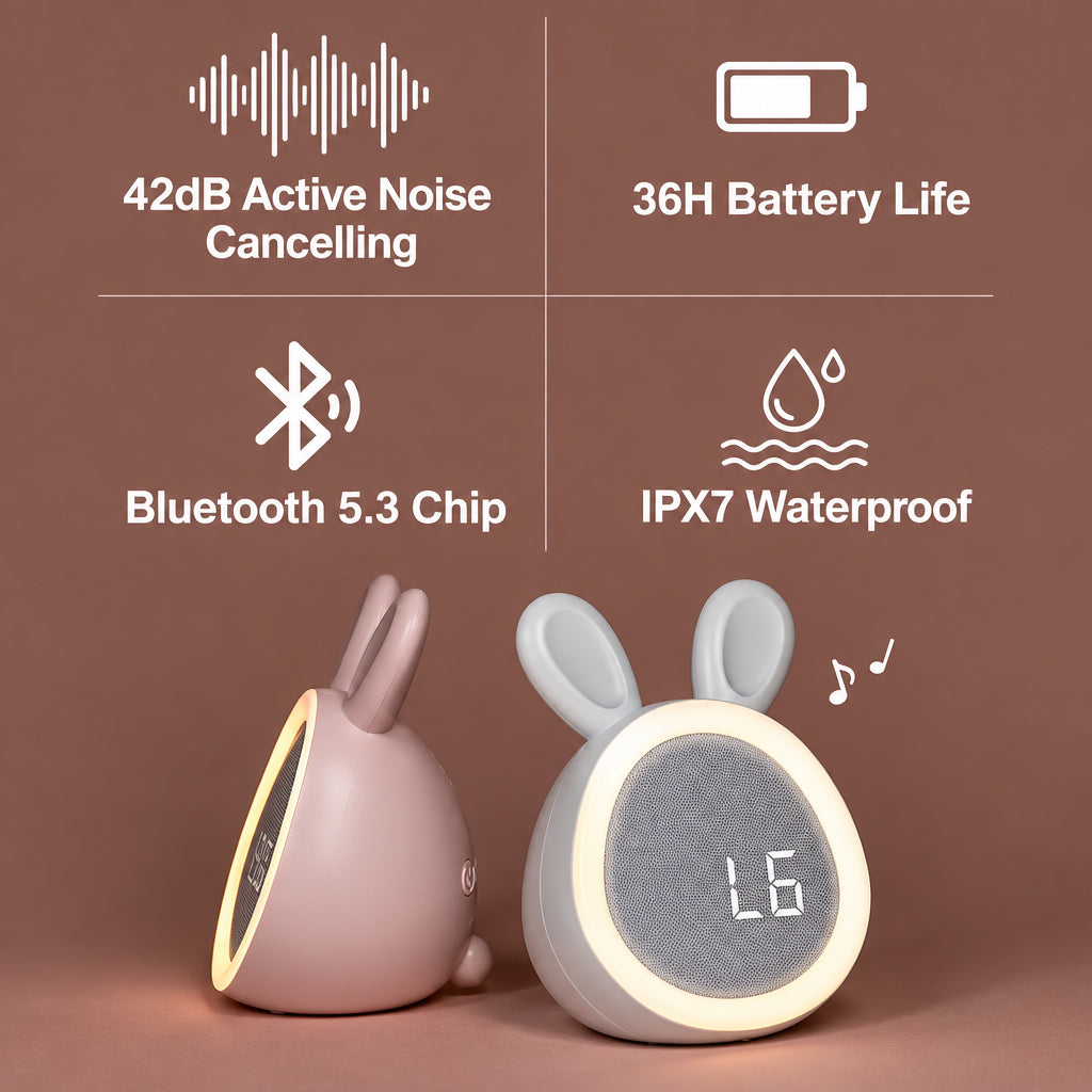 BunnyGlow – Sødt & praktisk – digital vækkeur til børn med natlampe