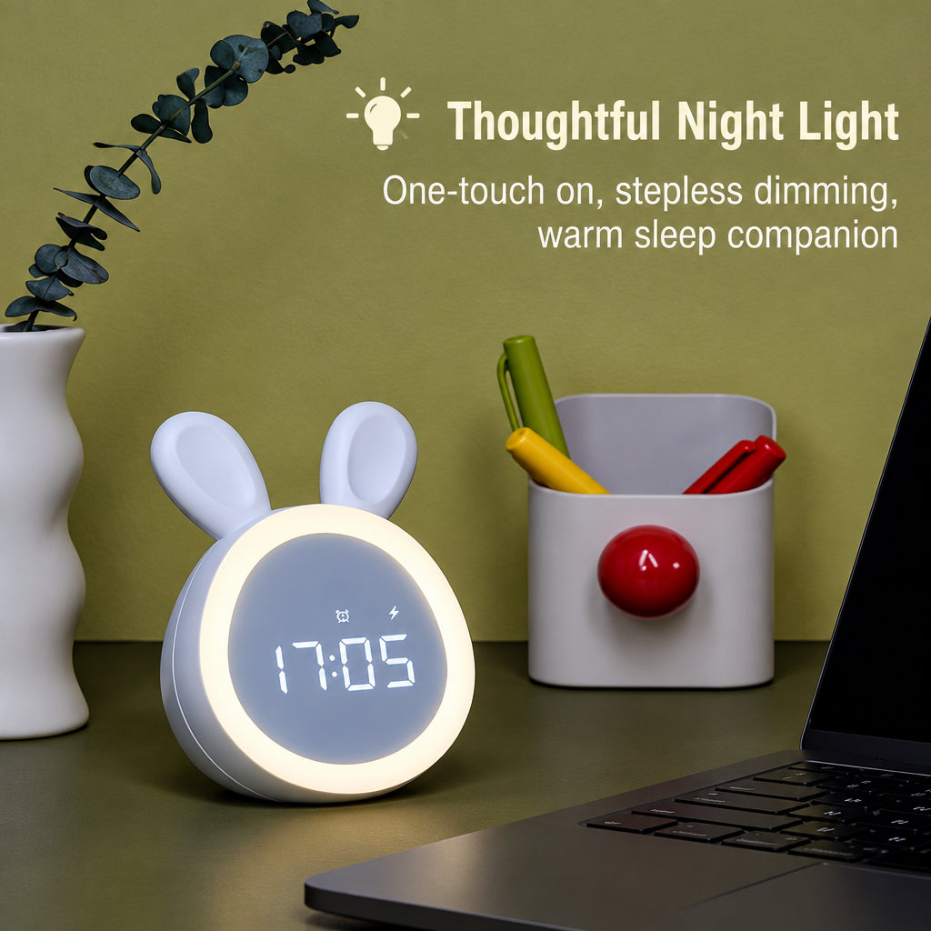 BunnyGlow – Sødt & praktisk – digital vækkeur til børn med natlampe