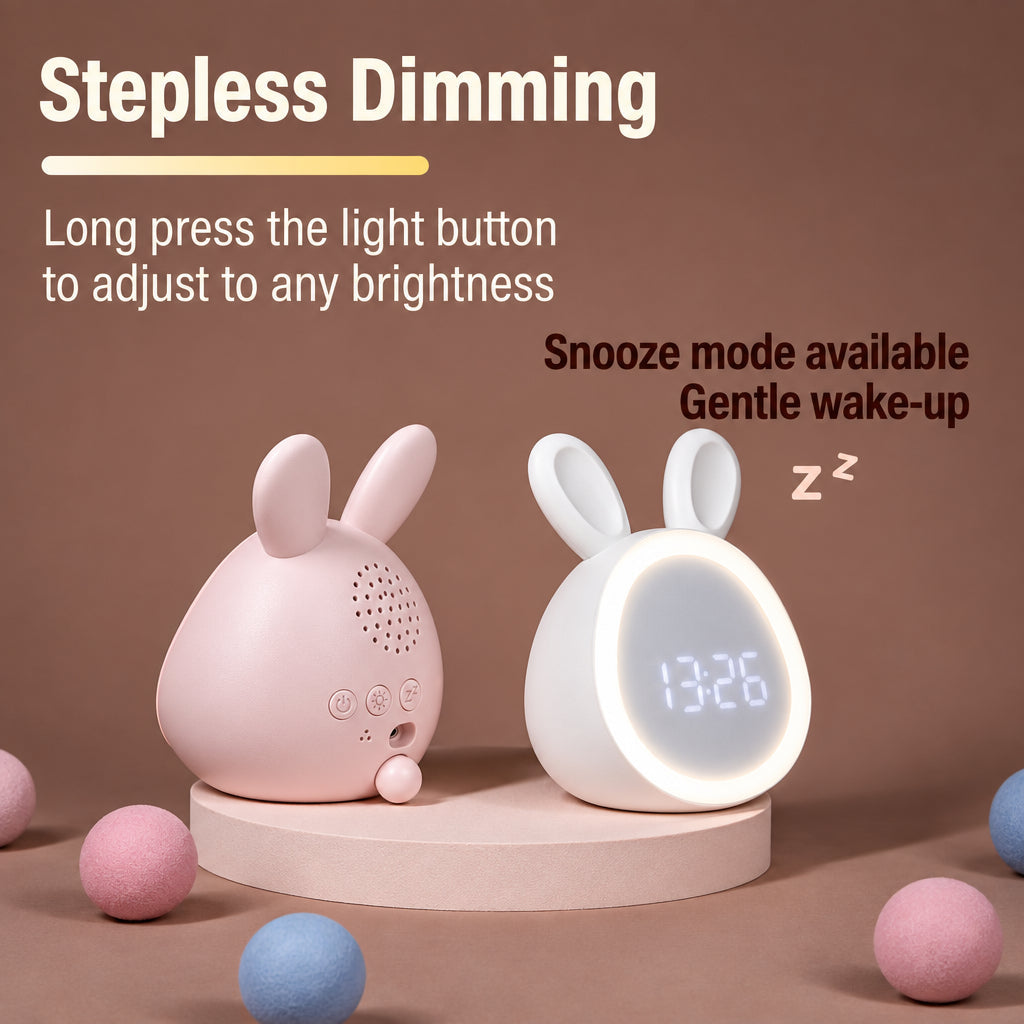 BunnyGlow – Sødt & praktisk – digital vækkeur til børn med natlampe