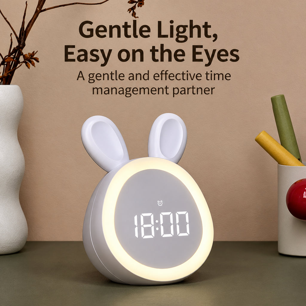 BunnyGlow – Sødt & praktisk – digital vækkeur til børn med natlampe