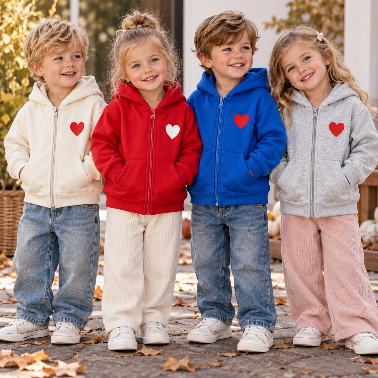 LittleLove – Blød & sød – Børnehættetrøje med hjerteprint