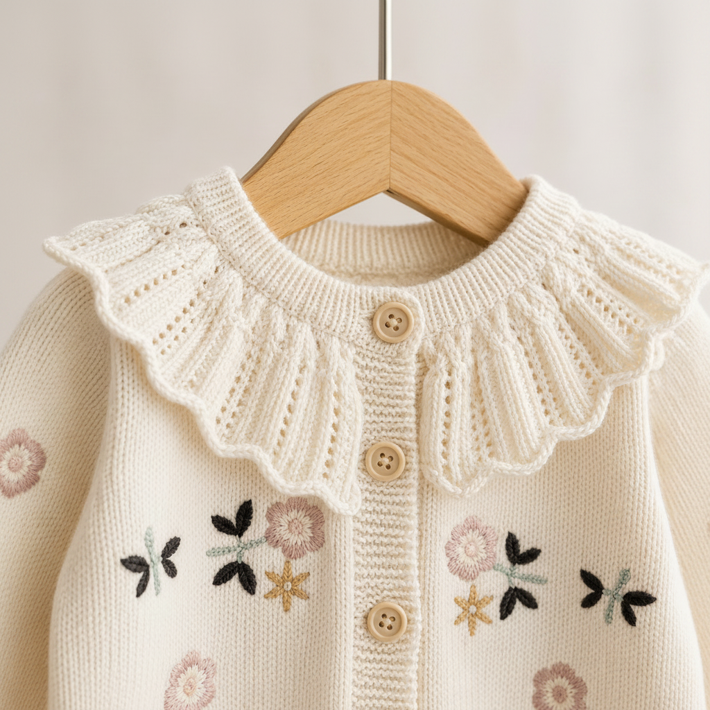 FloraKnit – Varm og moderigtig – strikket vest med blomsterdetaljer
