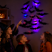 Thumbnail for SpookyGlow – Uhyggelig & stemningsfuld – LED-vægdekoration med Halloween-flagermus