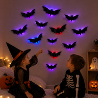 Thumbnail for SpookyGlow – Uhyggelig & stemningsfuld – LED-vægdekoration med Halloween-flagermus