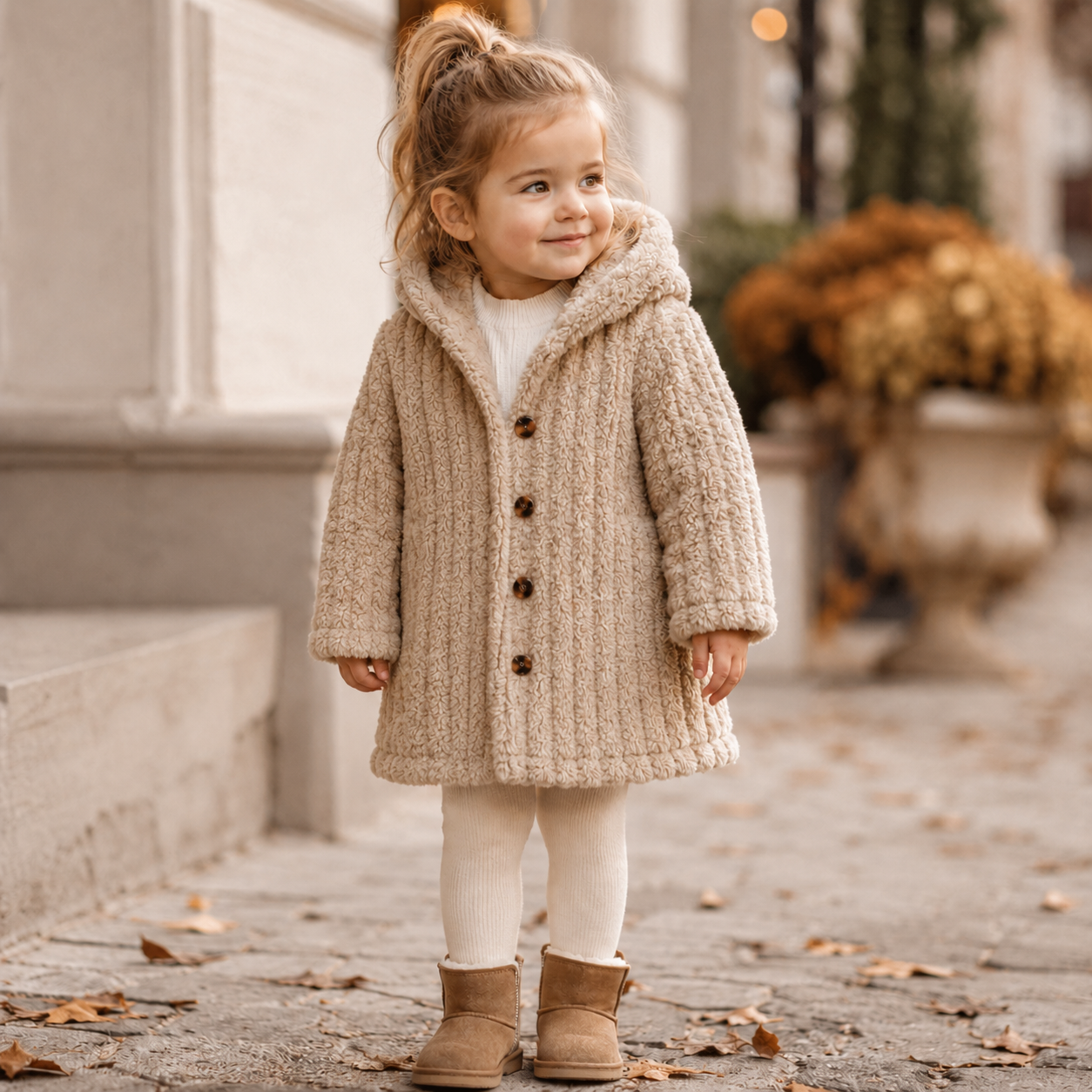 Mini Fashion™ - Blødt inderfor i fleece til piger - Vinterfrakke