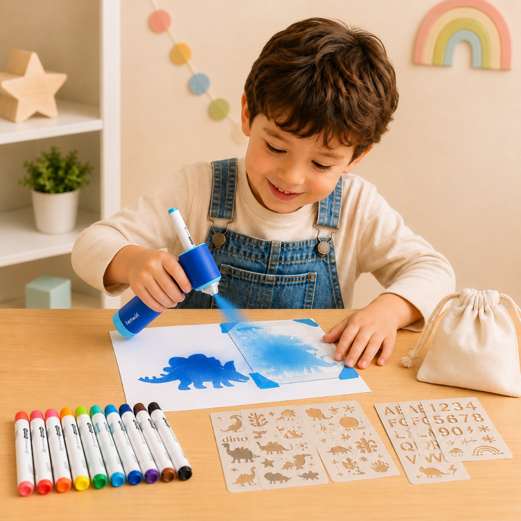 PaintBuddy – Kreativt & lærerigt – Bærbart airbrush-tegnesæt