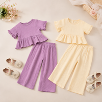 Thumbnail for SoftCharm – Elegant og behageligt – Pigesæt med bluse med flæser og lange bukser