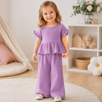 Thumbnail for SoftCharm – Elegant og behageligt – Pigesæt med bluse med flæser og lange bukser