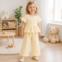 Thumbnail for SoftCharm – Elegant og behageligt – Pigesæt med bluse med flæser og lange bukser