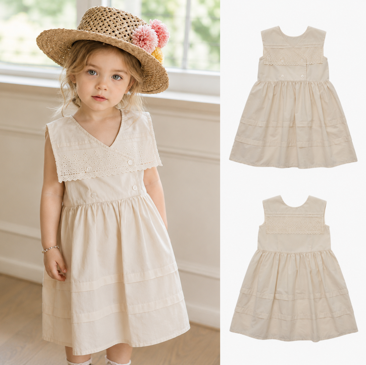 Sleeveless Dress – Elegant og behagelig – Kjole med blonderkrave