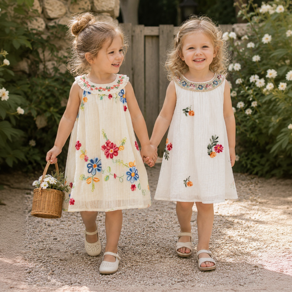 MiniFlora – Let og charmerende – Broderet kjole til små piger