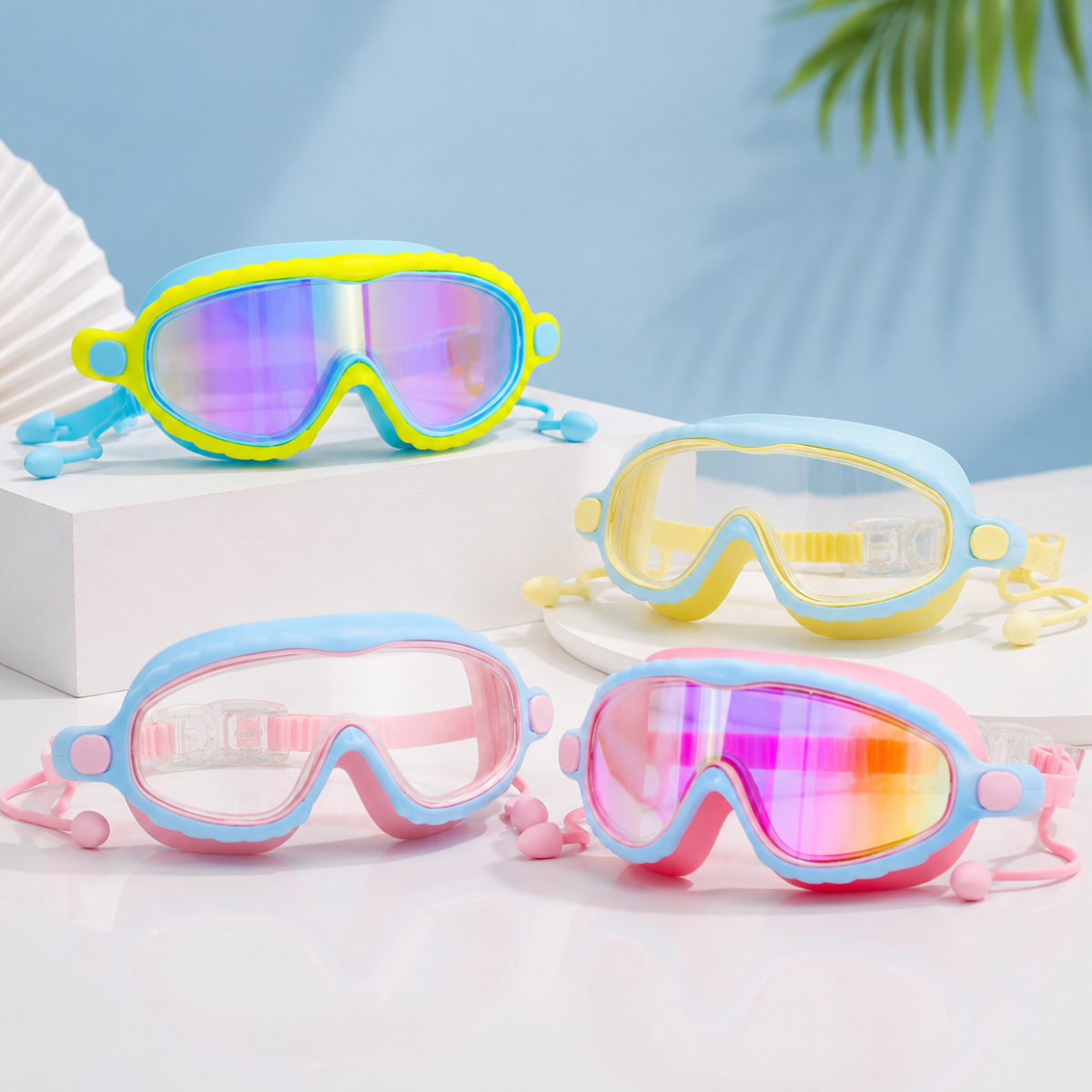 AquaVision – Justerbar antidug- og UV-beskyttelse – Svømmebriller i silikone med ørepropper