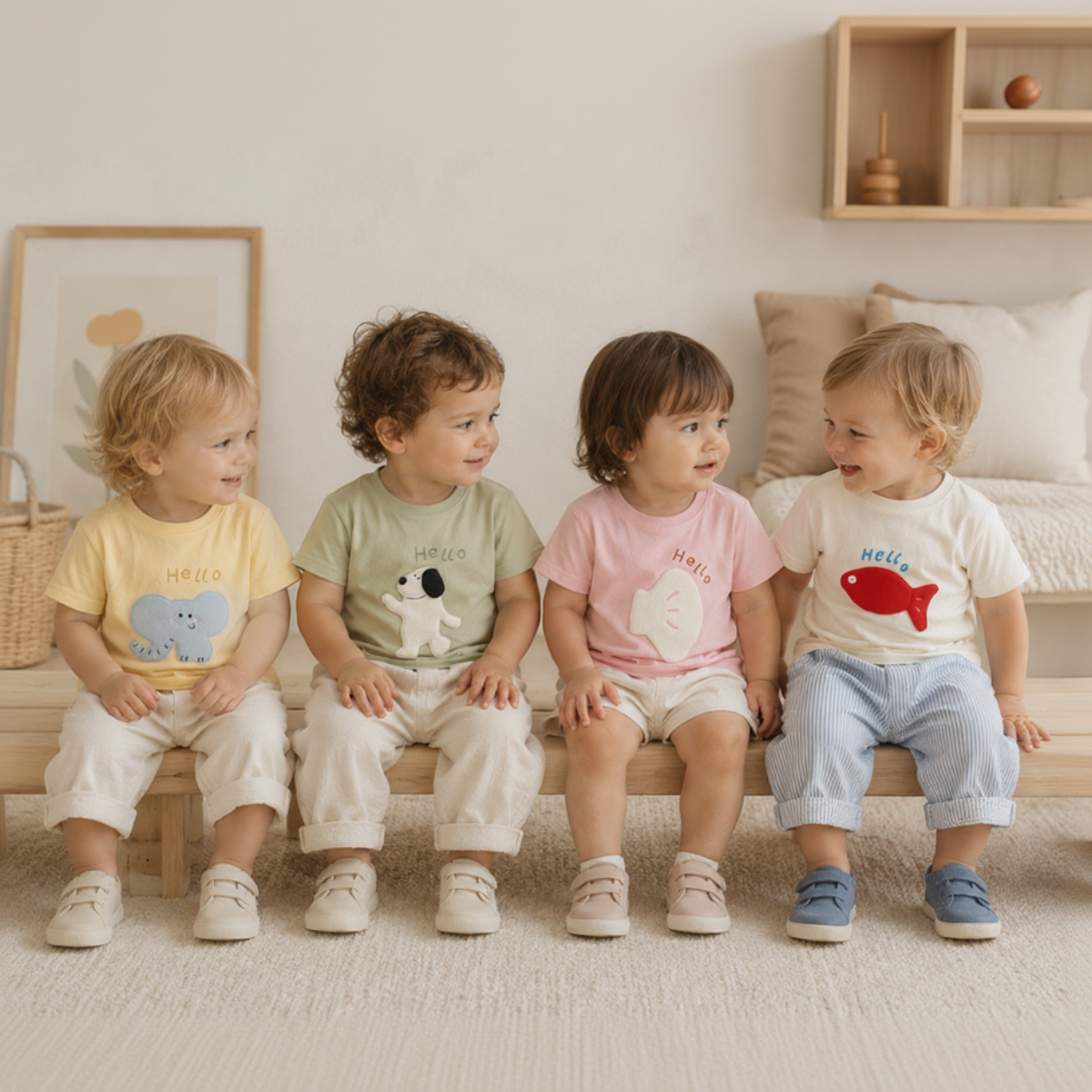 LittlePatch – Tegneserie & Sjov  – Børnet-shirt med tegneserie-patches