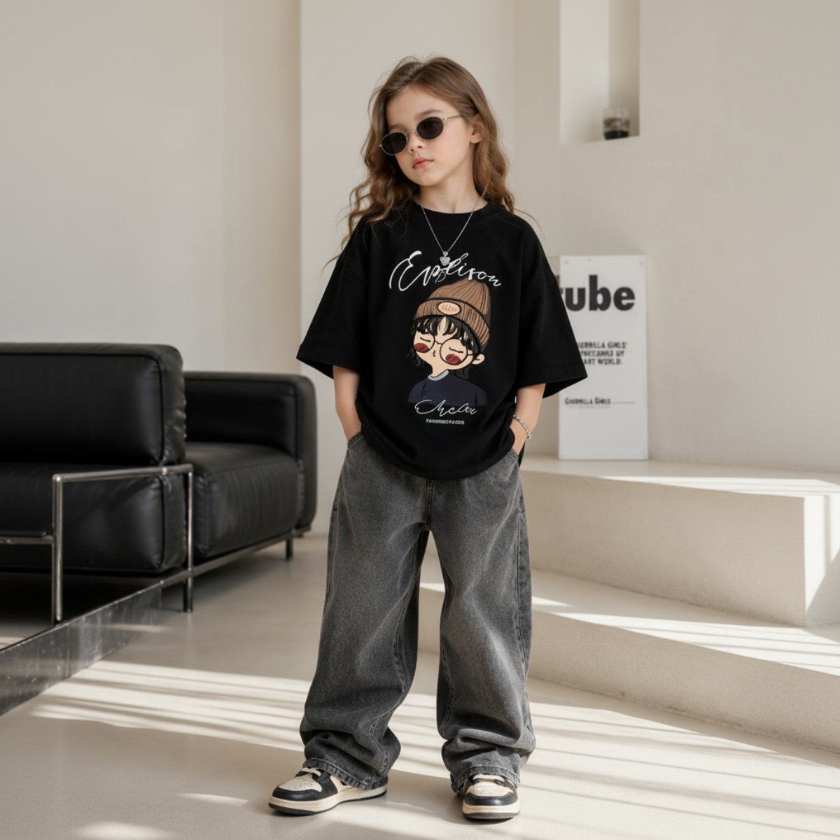 CuteStyle – Trendy og behagelig – T-shirt med oversized tegneserieprint