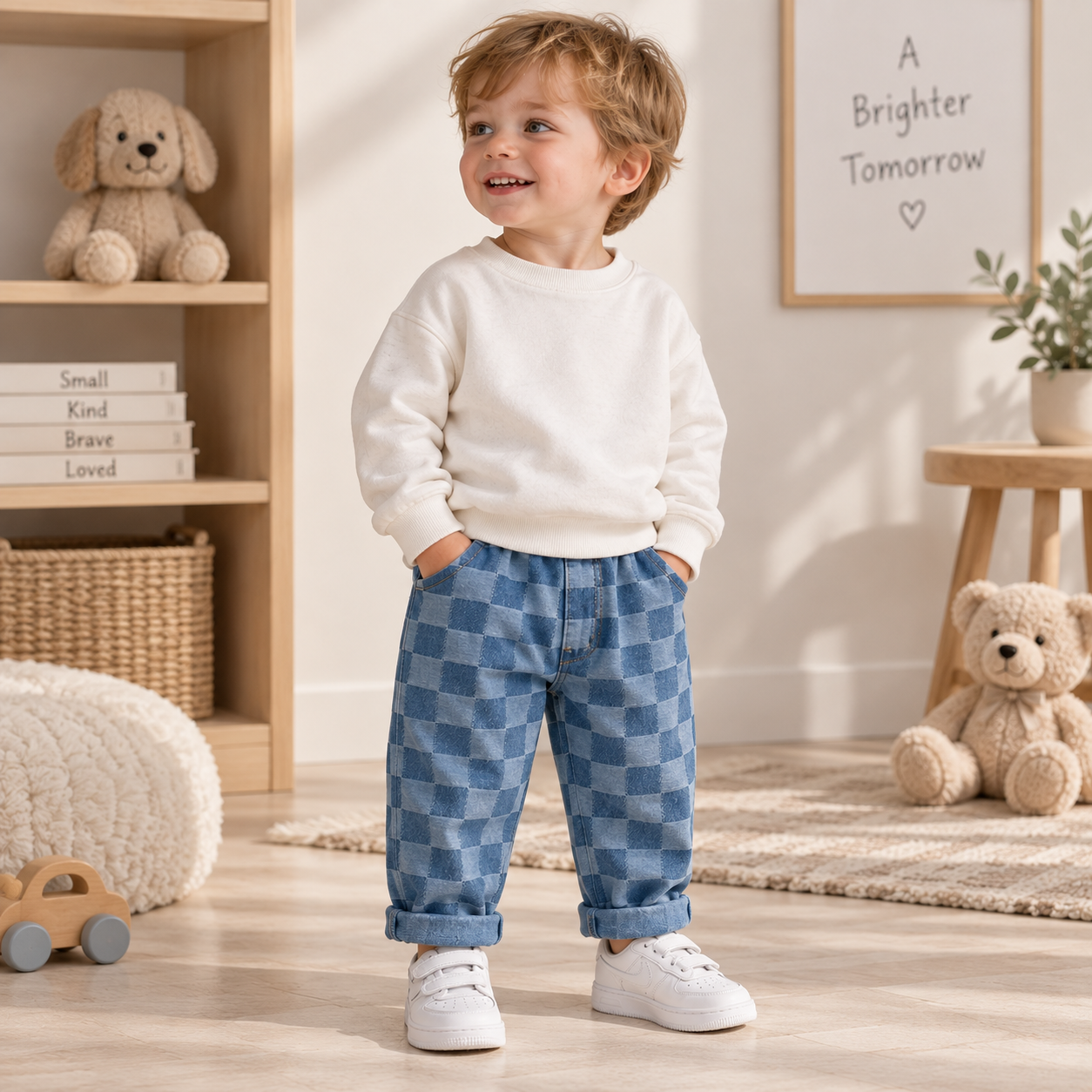 DenimCheck – Komfortable & trendy – børnebukser med ternet mønster