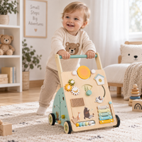 Thumbnail for WoodenSteps – Naturligt & lærerigt – Træ-løbevogn til babyer med legepaneler