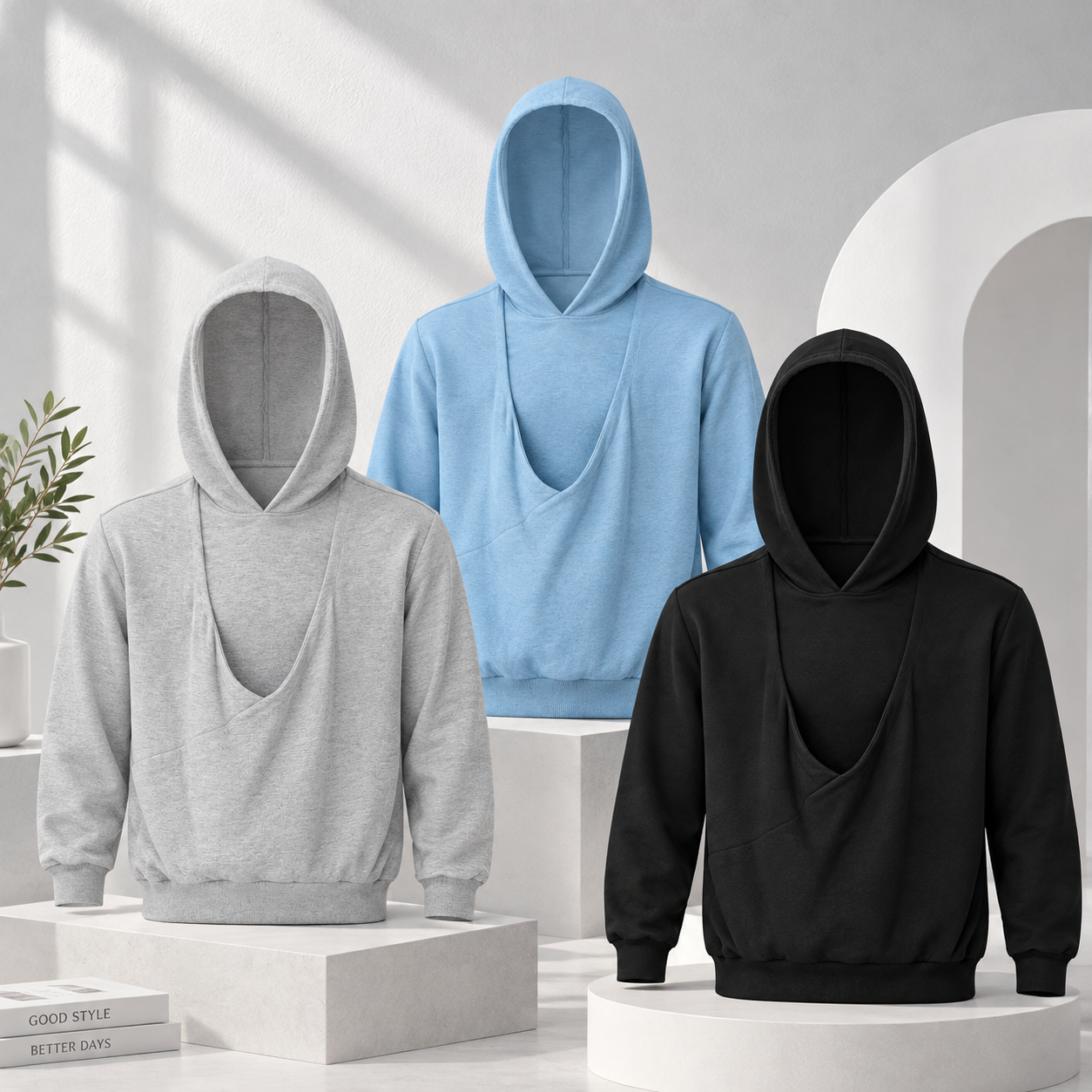CuddleDad – Komfortabel og praktisk – Herre-hoodie med lomme til babyen