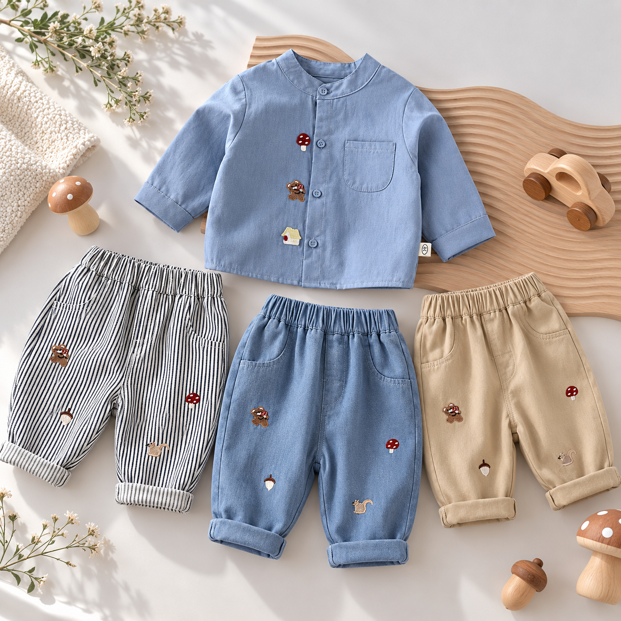 LittlePatch – Blødt og behageligt – Børnebukser med broderede detaljer