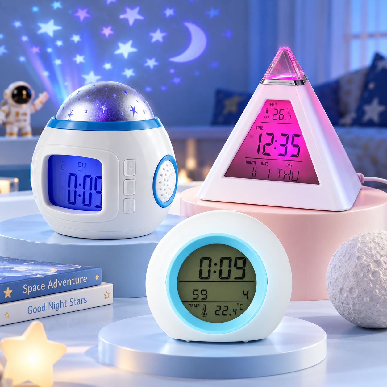 ColorTime – Farverig og multifunktionel – digital vækkeur til børn med natlampe