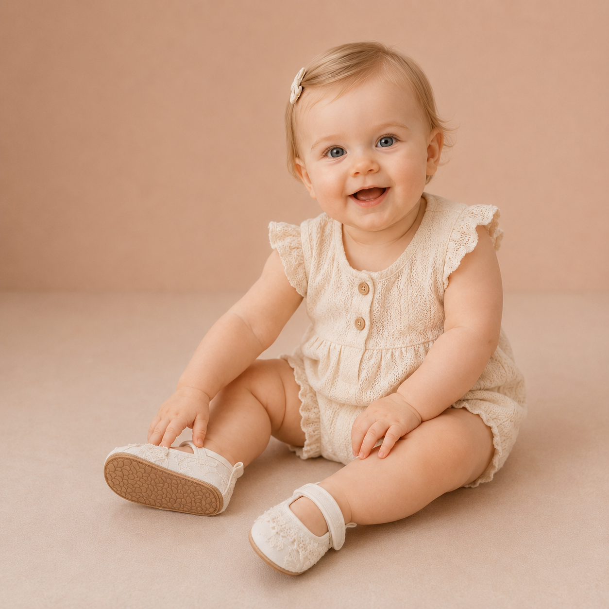 PrincessLace – Elegant & sødt – babysko med blonder og velcrolukning