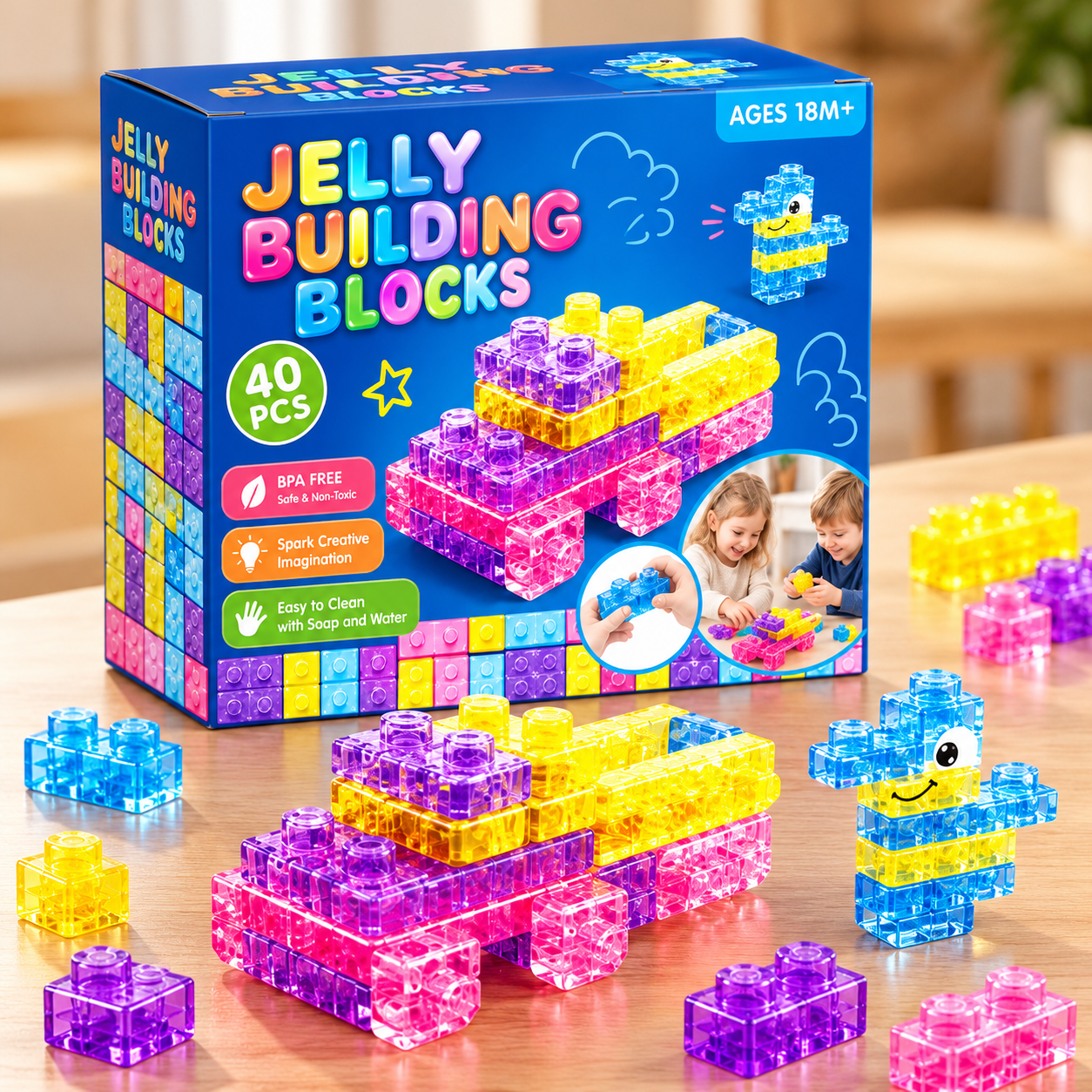 JellyBuild – Blødt & kreativt – Fleksible gelé-byggeklodser