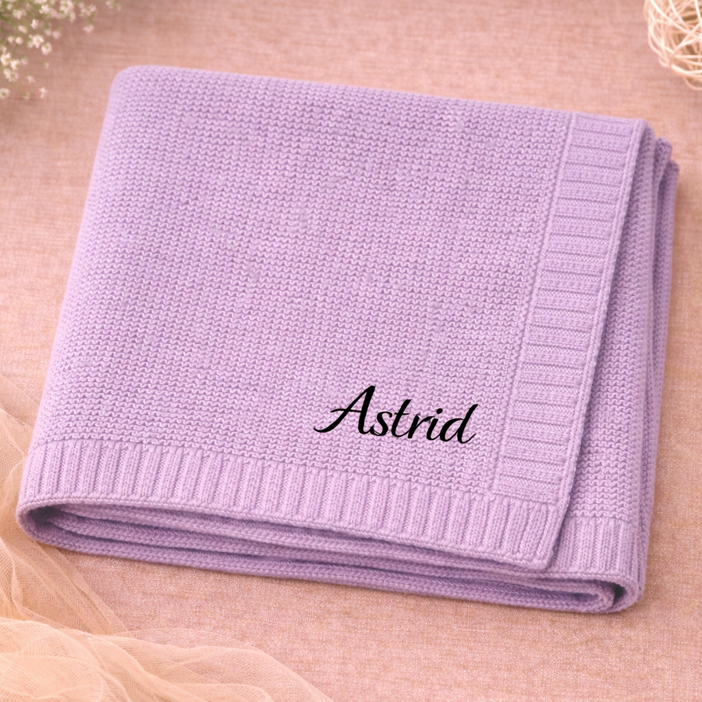 Personalized Baby Blanket – Blødt & unikt – Personligt broderet tæppe i bomuld