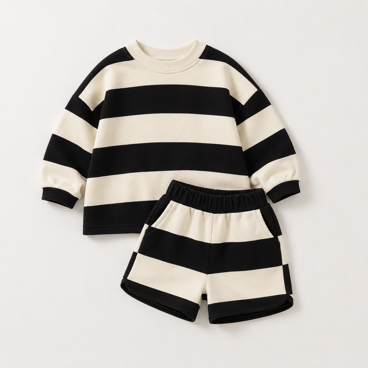 LittleStyle – Blødt og behageligt – Stribet Comfy-sæt i bomuld
