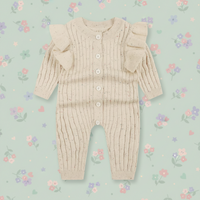 Thumbnail for MiniAurora – Blødt & elegant – Strikket babydragt med englevinger og pandebånd