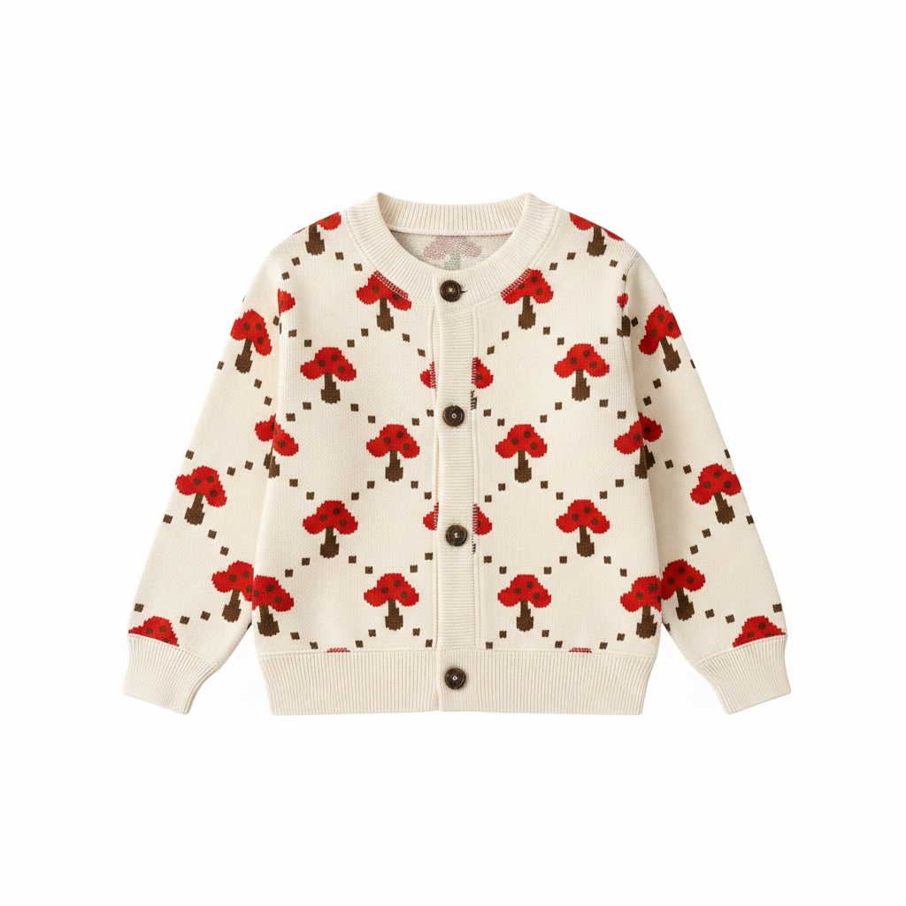 CozyCardi – Blød & Varm – Strikket Cardigan med Søde Prints