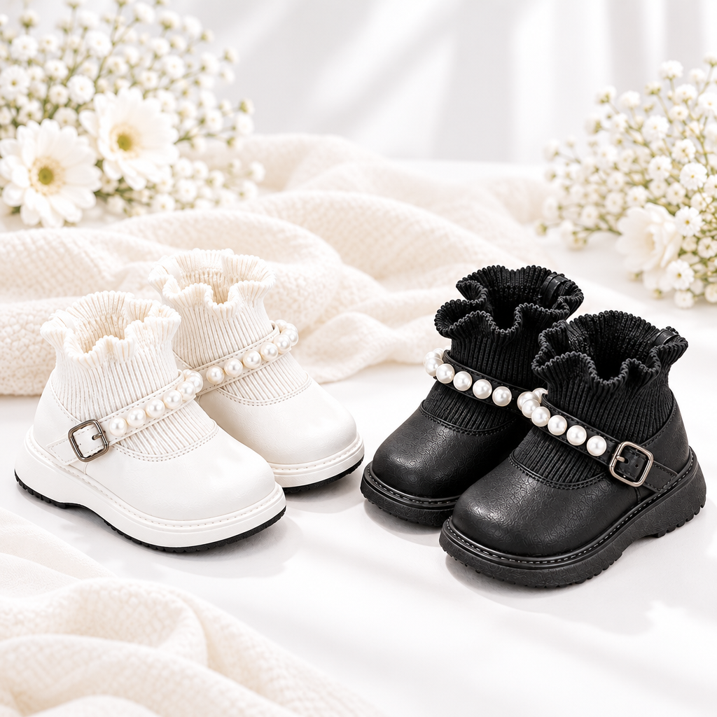 PearlCharm – Elegant & sødt – ankelstøvler til børn med perledetaljer