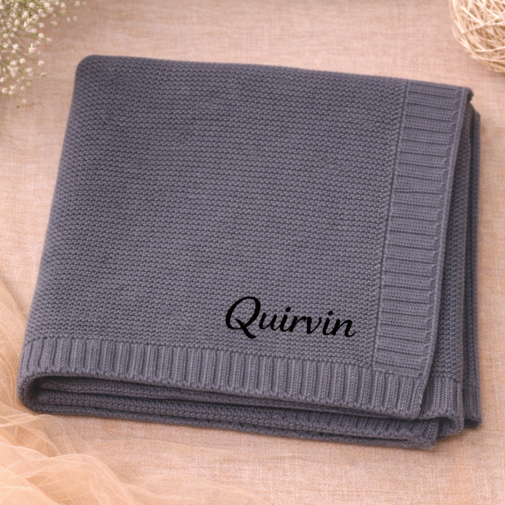 Personalized Baby Blanket – Blødt & unikt – Personligt broderet tæppe i bomuld