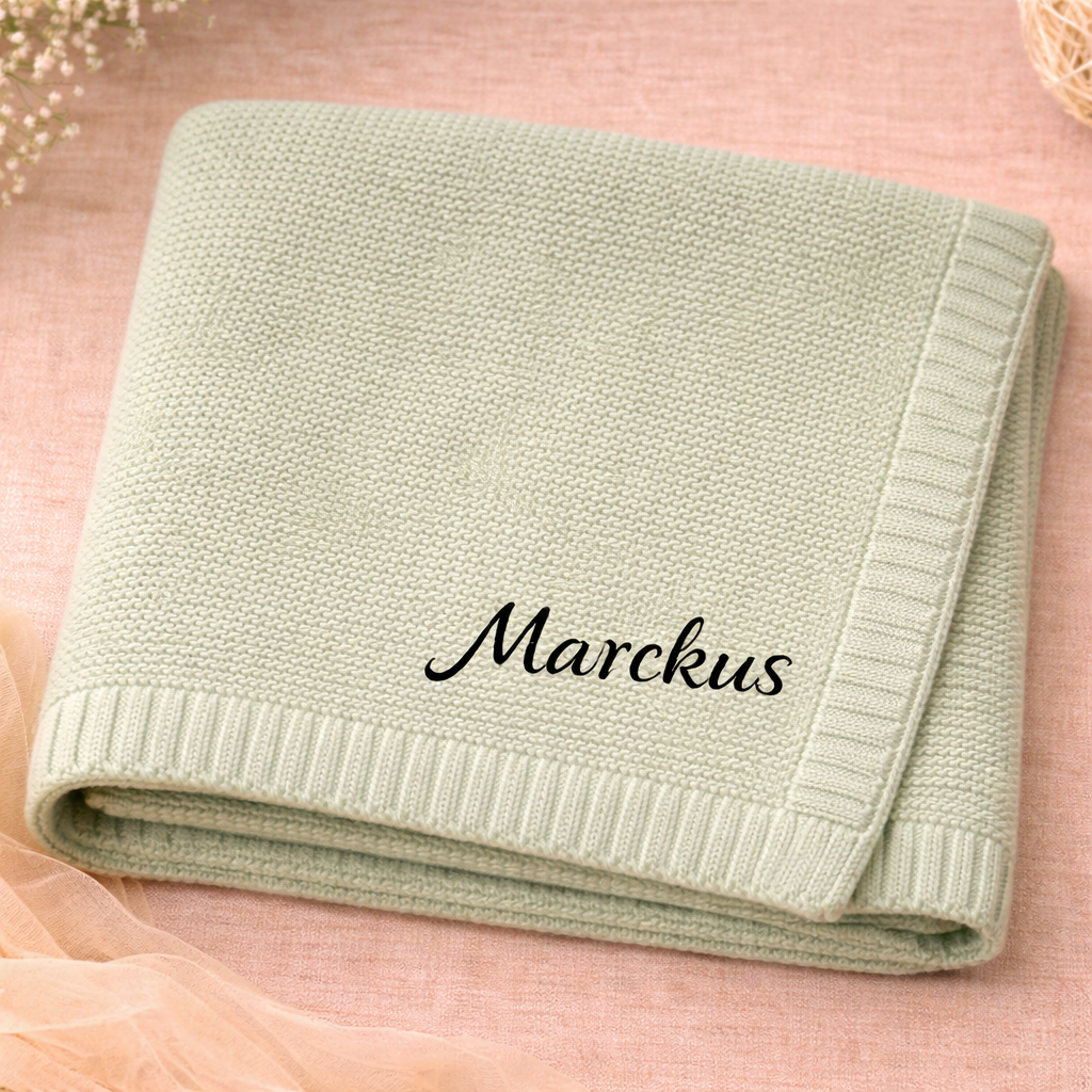 Personalized Baby Blanket – Blødt & unikt – Personligt broderet tæppe i bomuld
