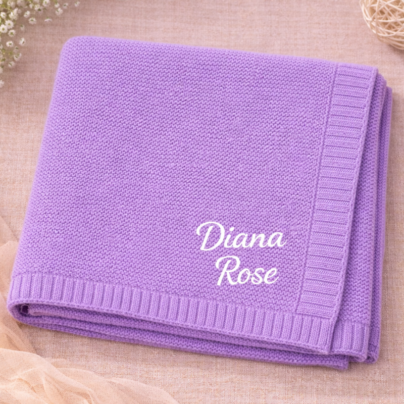Personalized Baby Blanket – Blødt & unikt – Personligt broderet tæppe i bomuld